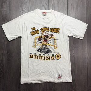 Vintage 1989 Boston Bruins NHL Hockey Nutmeg T Shirt Mens Medium Taz
